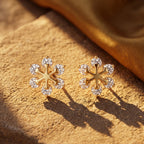 Gold Snowflake Branch Cluster Stud Earrings