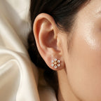 Gold Snowflake Branch Cluster Stud Earrings