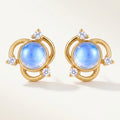 Gold Orbit Moonstone Stud Earrings