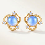 Gold Orbit Moonstone Stud Earrings