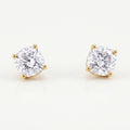 Gold Solitaire Round Stud Earrings