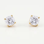 Gold Solitaire Round Stud Earrings
