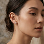 Gold Solitaire Round Stud Earrings