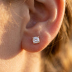 Gold Solitaire Round Stud Earrings