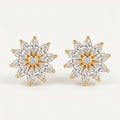 Gold Marquise Sunflower Stud Earrings