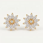 Gold Marquise Sunflower Stud Earrings
