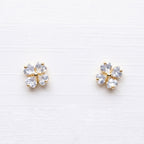 Gold Petal Flower Stud Earrings