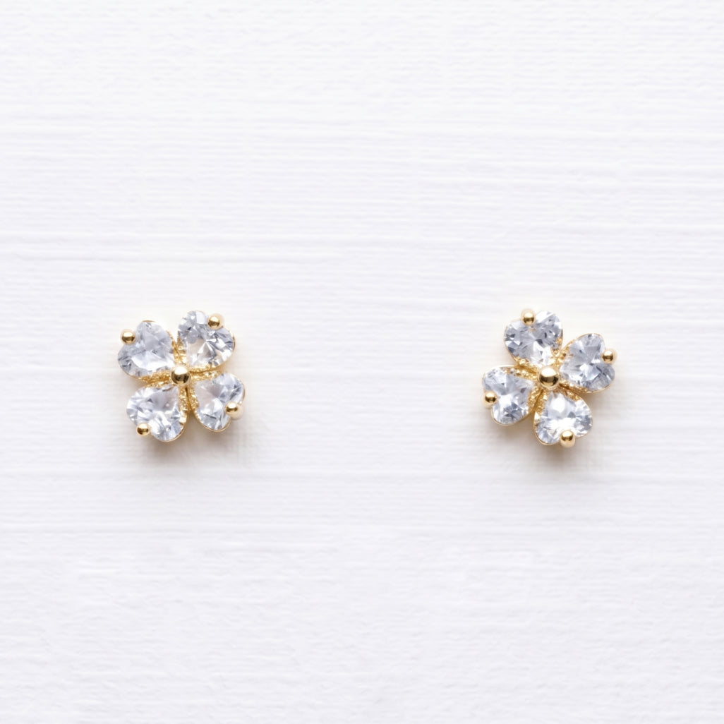 Gold Petal Flower Stud Earrings