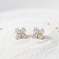 Gold Petal Flower Stud Earrings