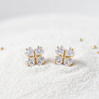Gold Petal Flower Stud Earrings