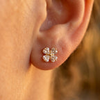 Gold Petal Flower Stud Earrings