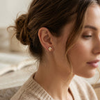 Gold Pyramid Pave Stud Earrings