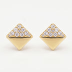Gold Pyramid Pave Stud Earrings