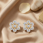 Gold Sunburst Cluster Stud Earrings