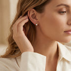 Gold Open Star Solitaire Stud Earrings
