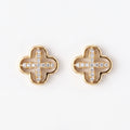 Gold Clover Open Cross Stud Earrings