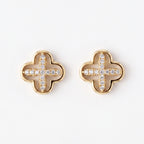 Gold Clover Open Cross Stud Earrings