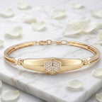 Hexagon Pave ID Bangle Bracelet