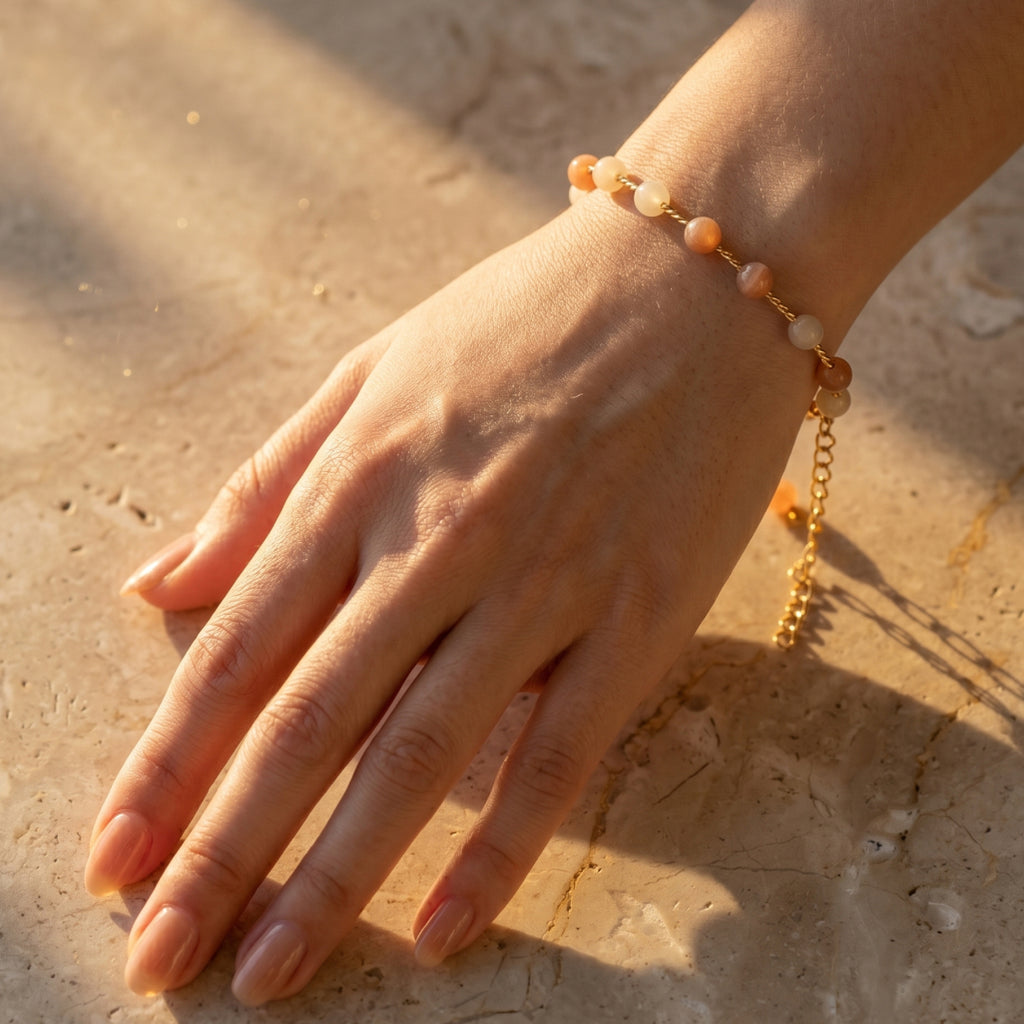 Moonstone Ombre Bead Station Bracelet