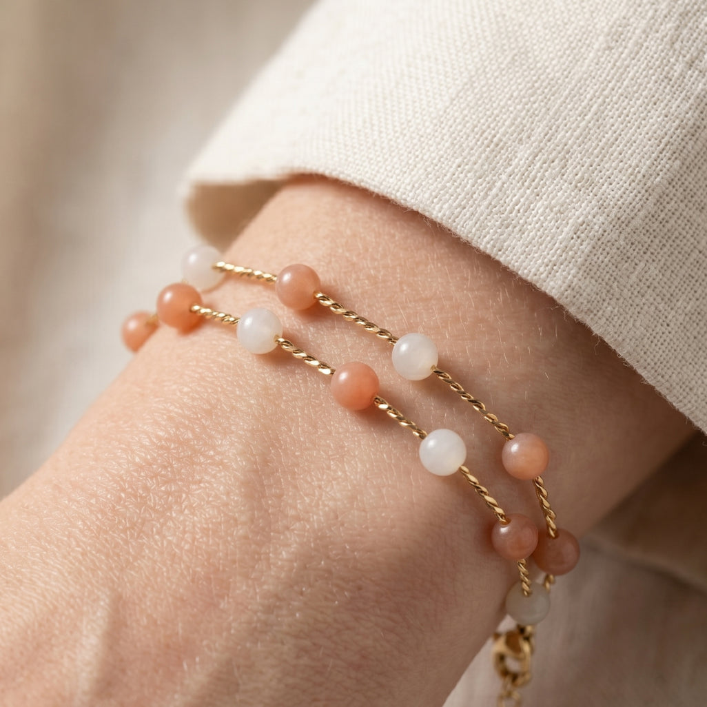 Moonstone Ombre Bead Station Bracelet
