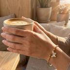 MOP Pave Butterfly Charm Cuff Bracelet