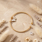 MOP Pave Butterfly Charm Cuff Bracelet