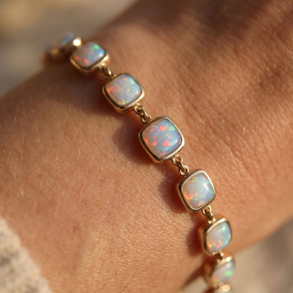 Opal Cushion Bezel Tennis Bracelet