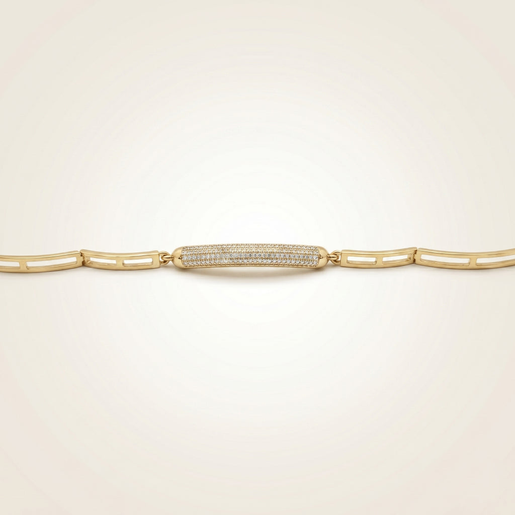Pave Bar ID Link Chain Bracelet