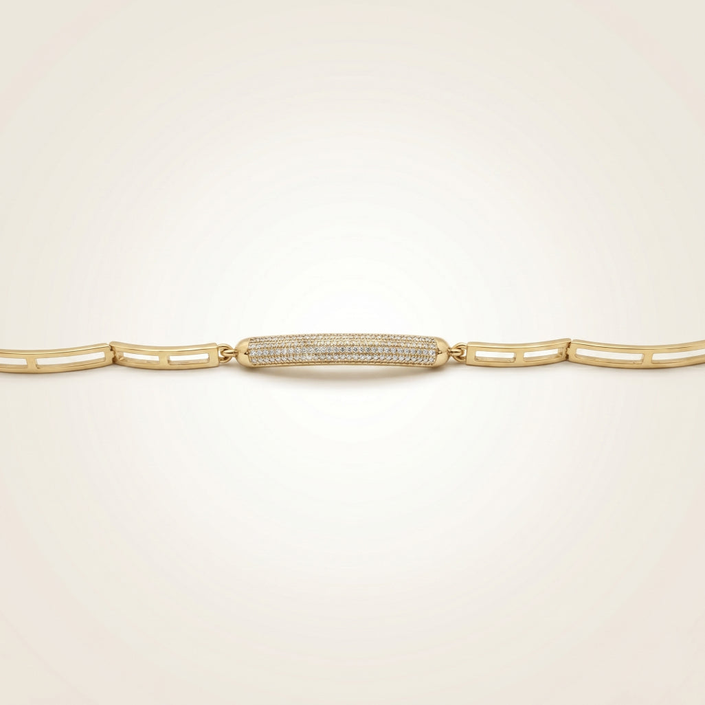 Pave Bar ID Link Chain Bracelet