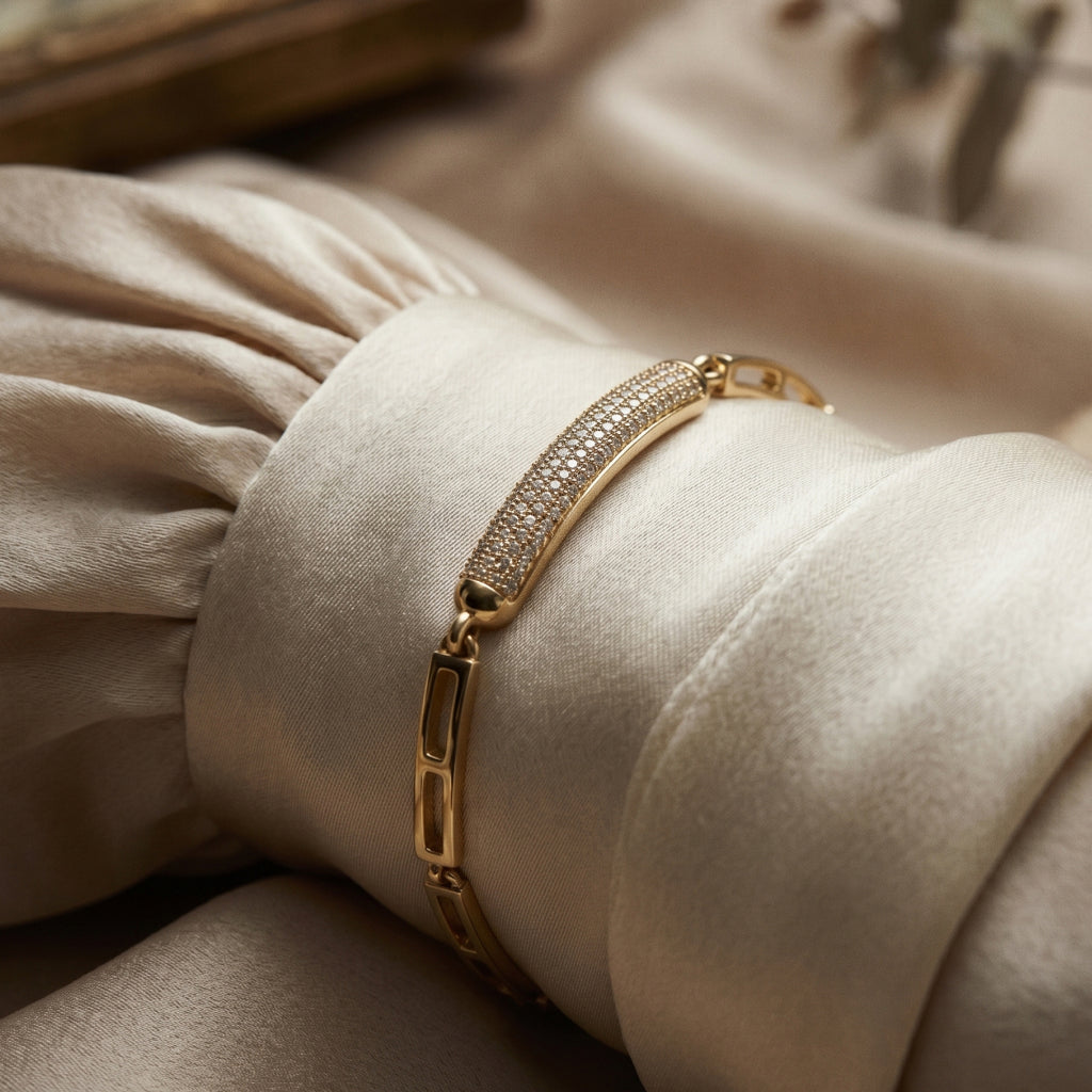 Pave Bar ID Link Chain Bracelet