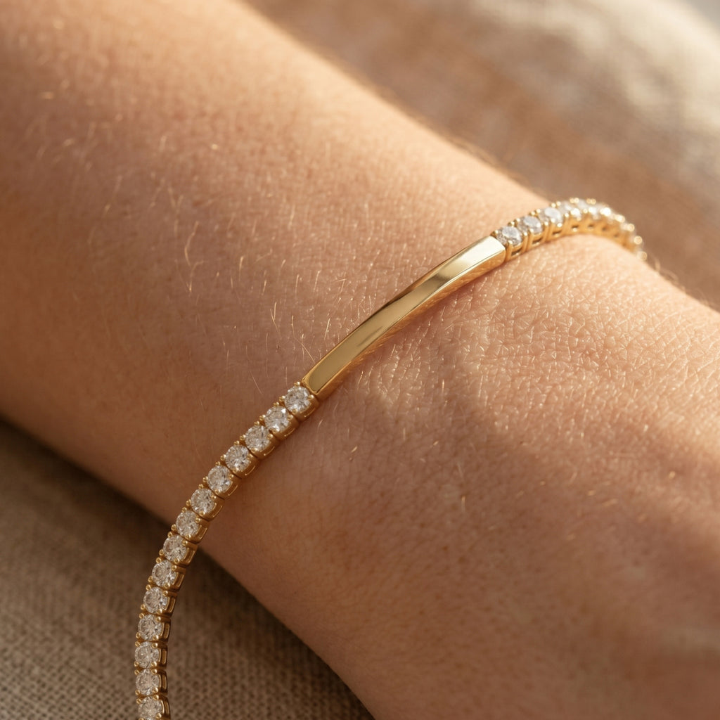 Smooth Bar CZ Tennis Bracelet
