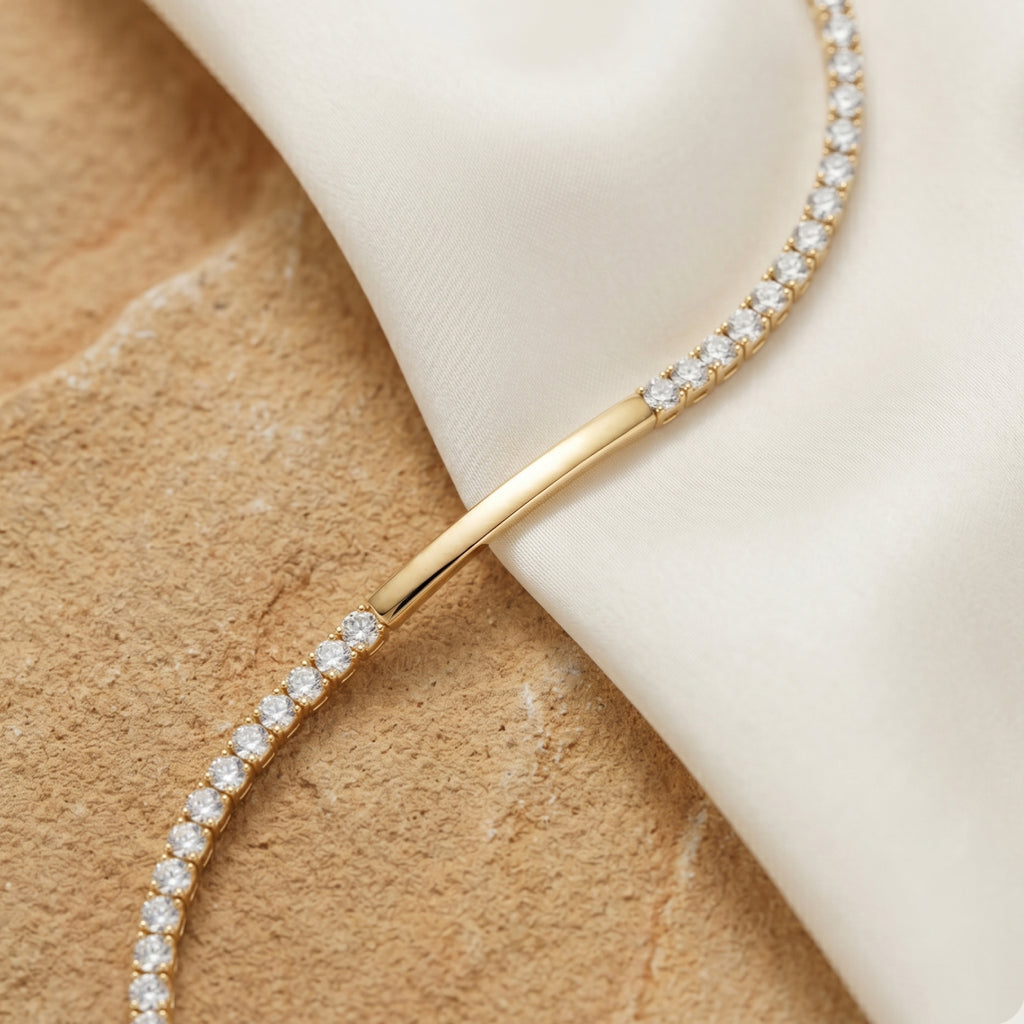 Smooth Bar CZ Tennis Bracelet