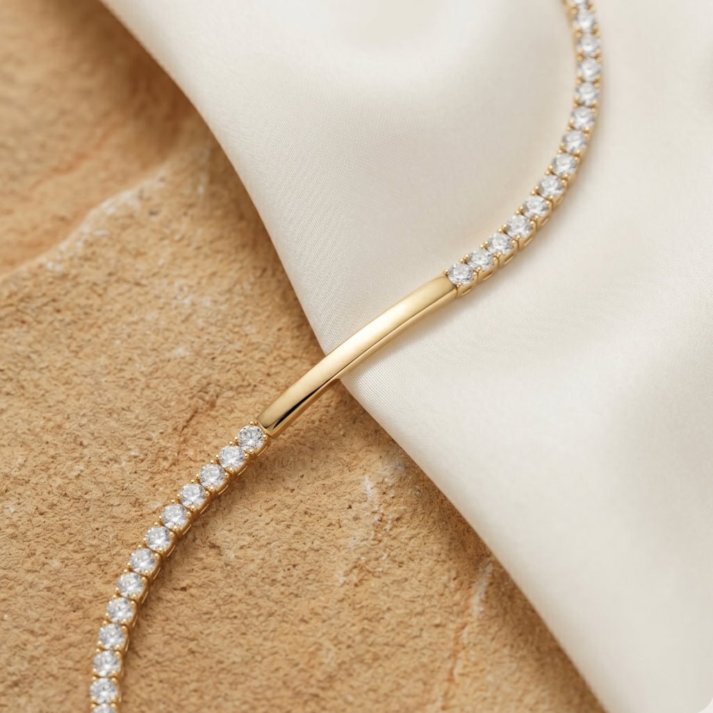 Smooth Bar CZ Tennis Bracelet