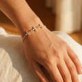 Four Flower Pear CZ Station Box Chain Bracelet