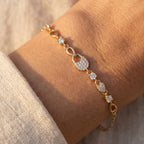 Pave Lock Charm Station Chain Bracelet