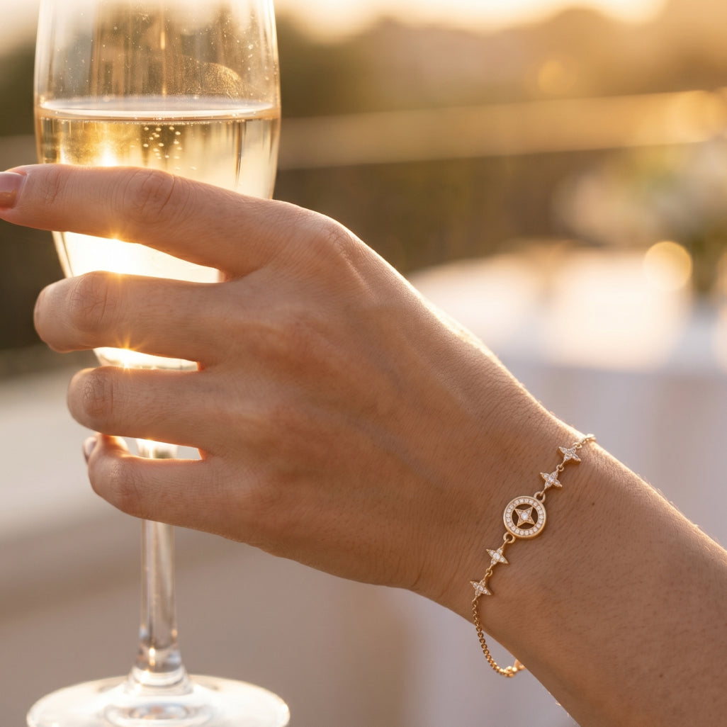 North Star Circle Station Chain Bracelet
