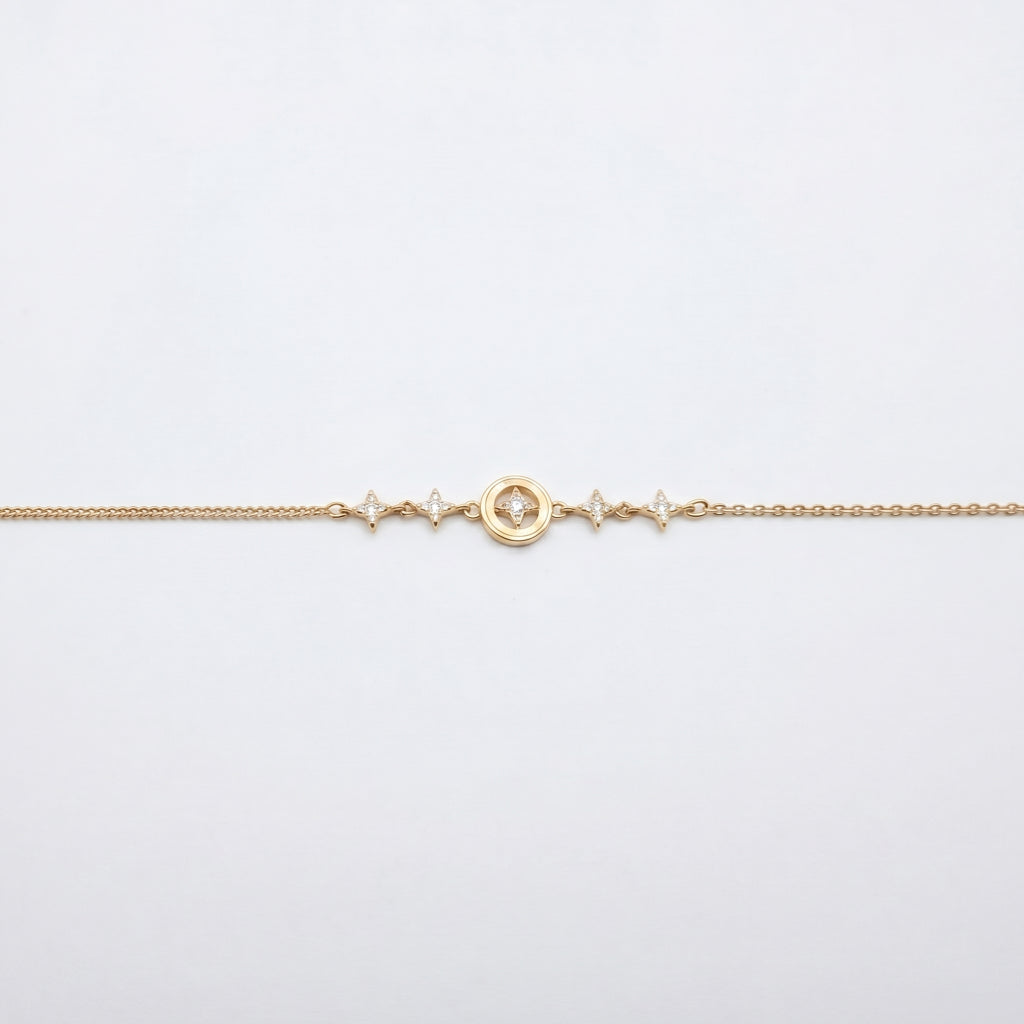 North Star Circle Station Chain Bracelet