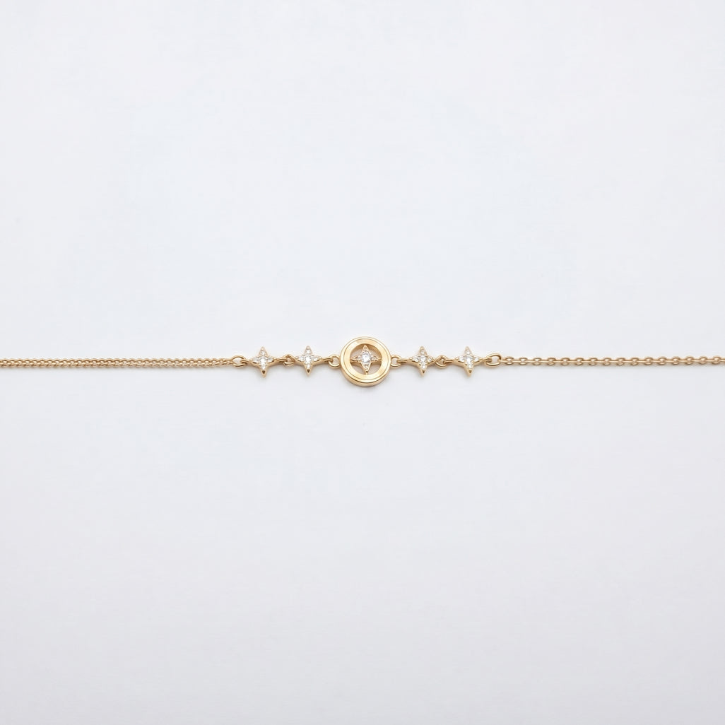 North Star Circle Station Chain Bracelet