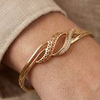 Open Weave Twist CZ Bangle Bracelet