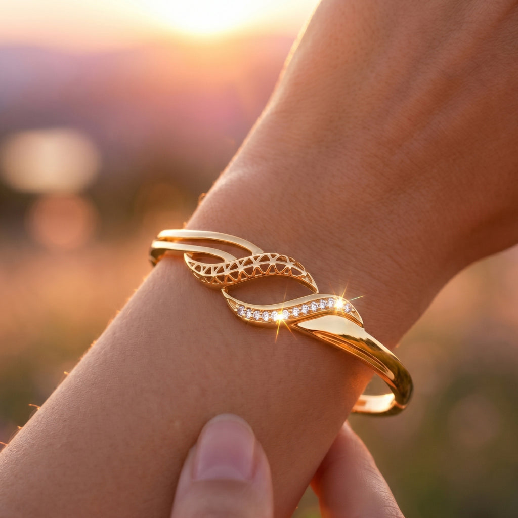 Open Weave Twist CZ Bangle Bracelet