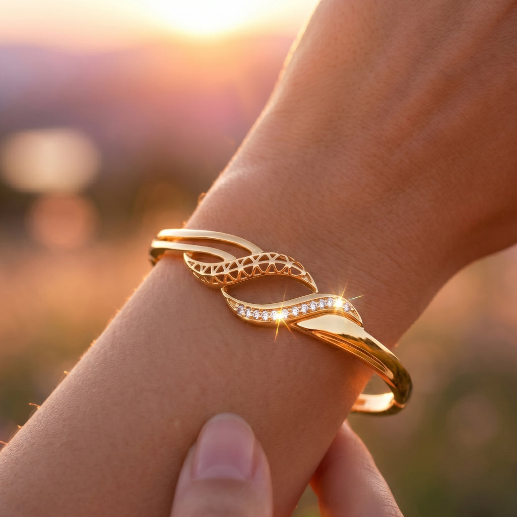 Open Weave Twist CZ Bangle Bracelet