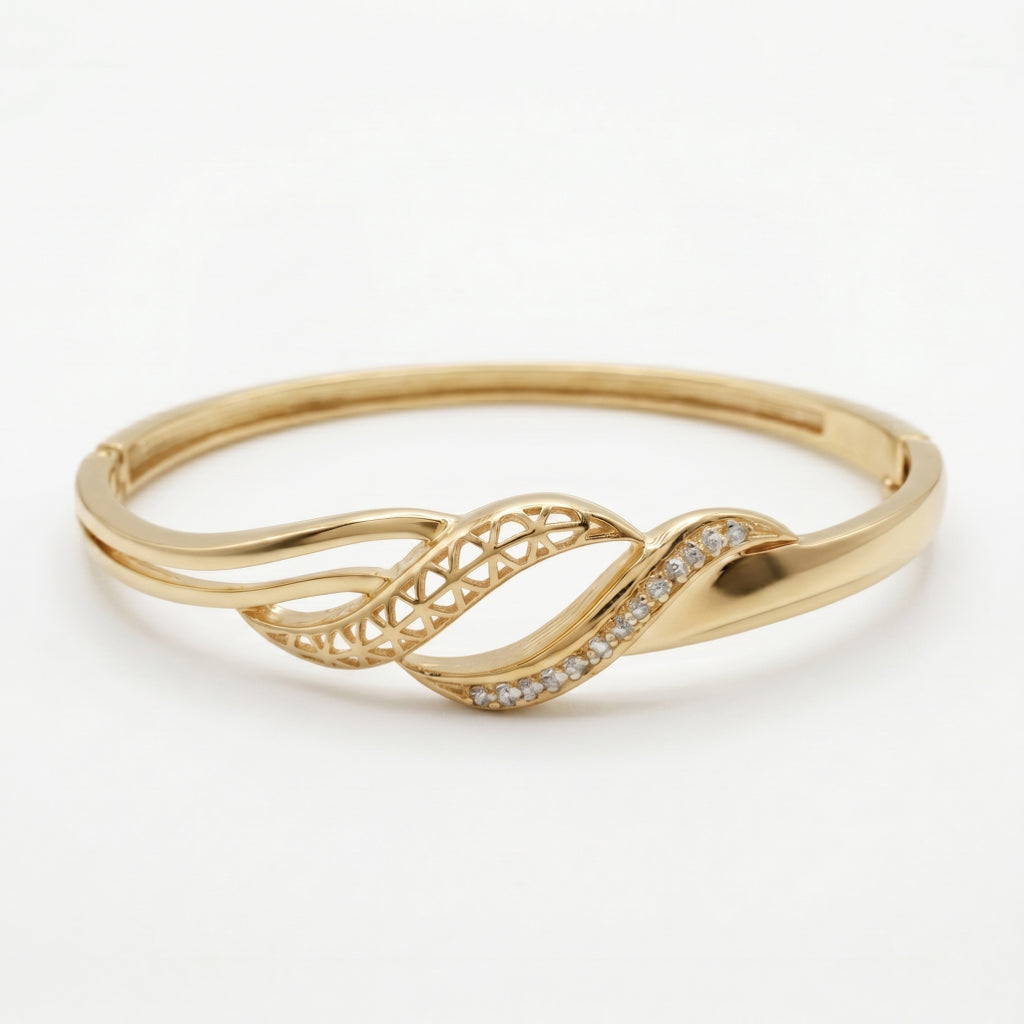 Open Weave Twist CZ Bangle Bracelet