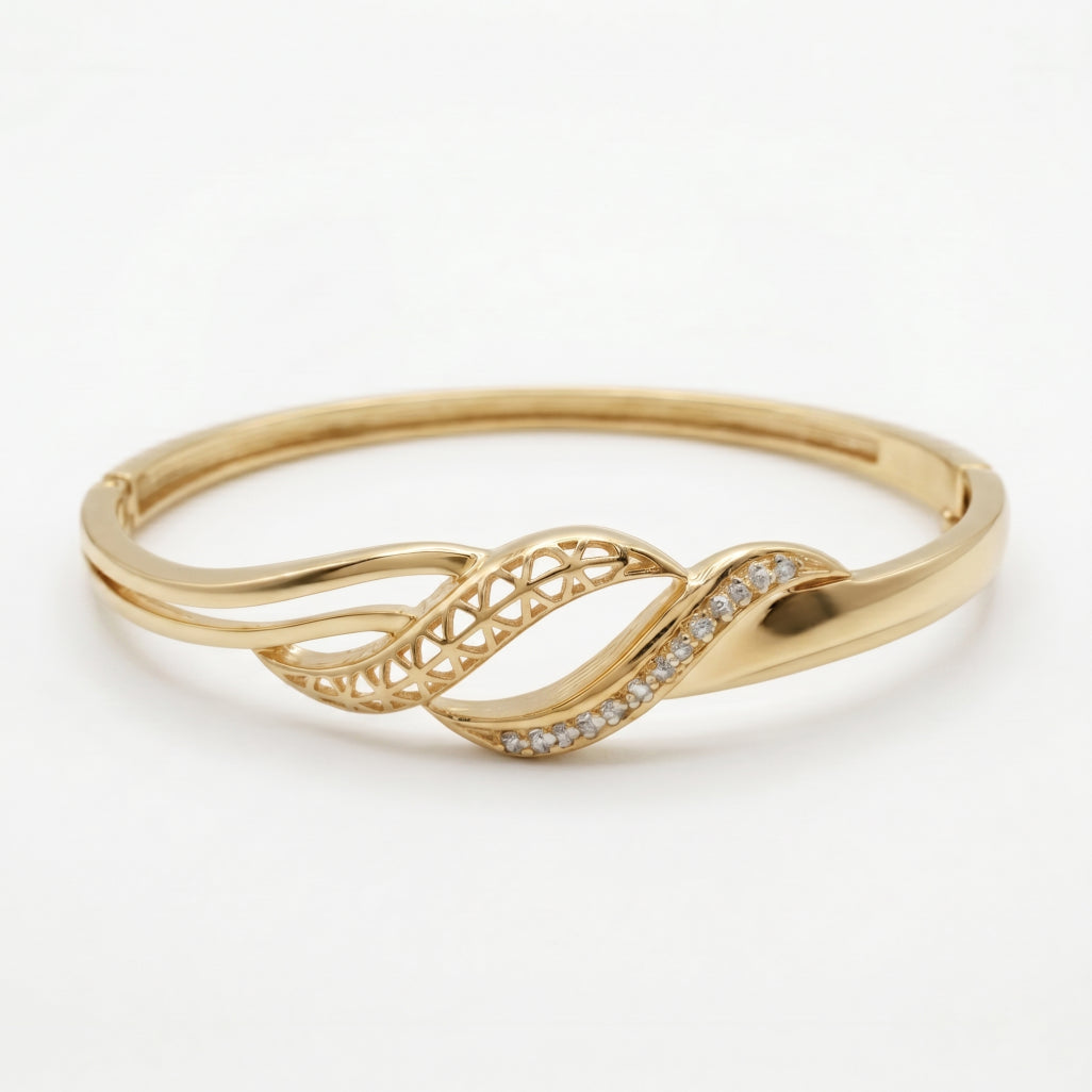Open Weave Twist CZ Bangle Bracelet