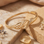 Open Weave Twist CZ Bangle Bracelet