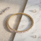 Pink White Alternating Eternity Bangle Bracelet