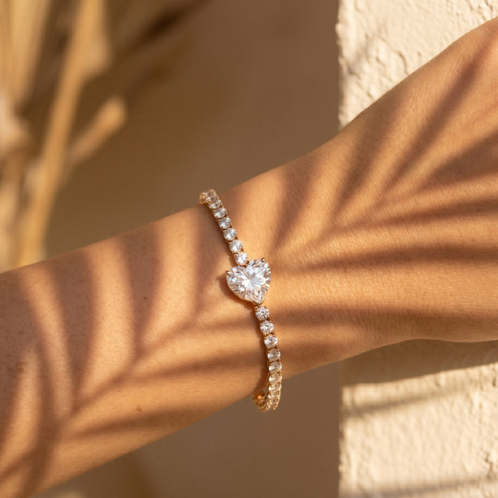 Heart Solitaire Tennis Bracelet