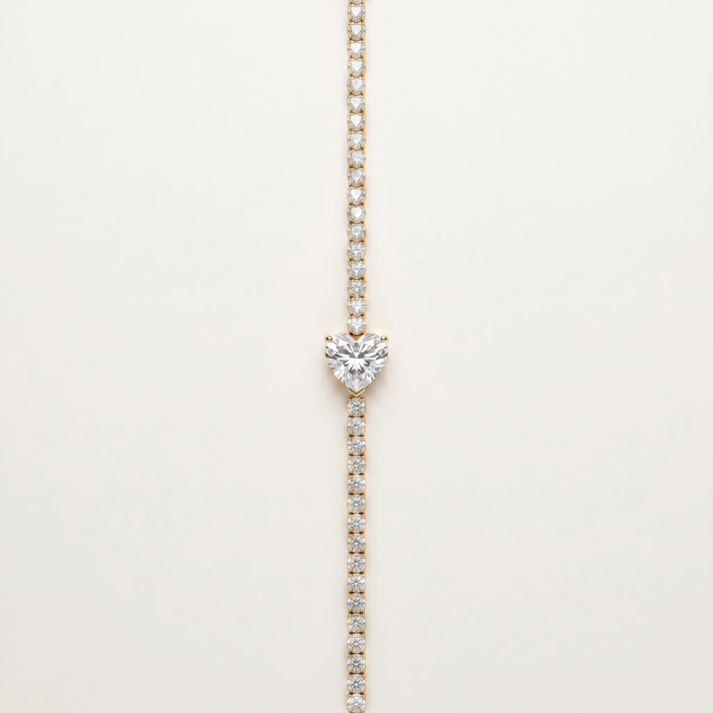 Heart Solitaire Tennis Bracelet