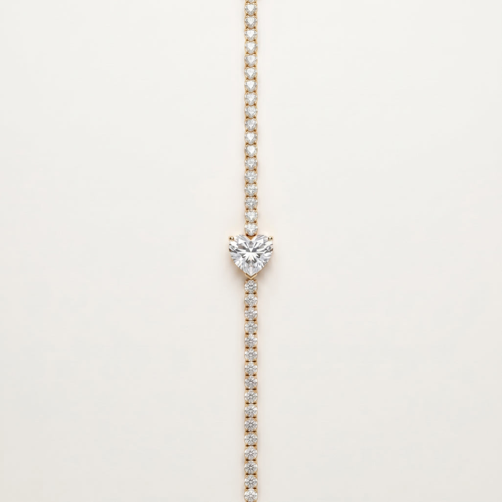 Heart Solitaire Tennis Bracelet