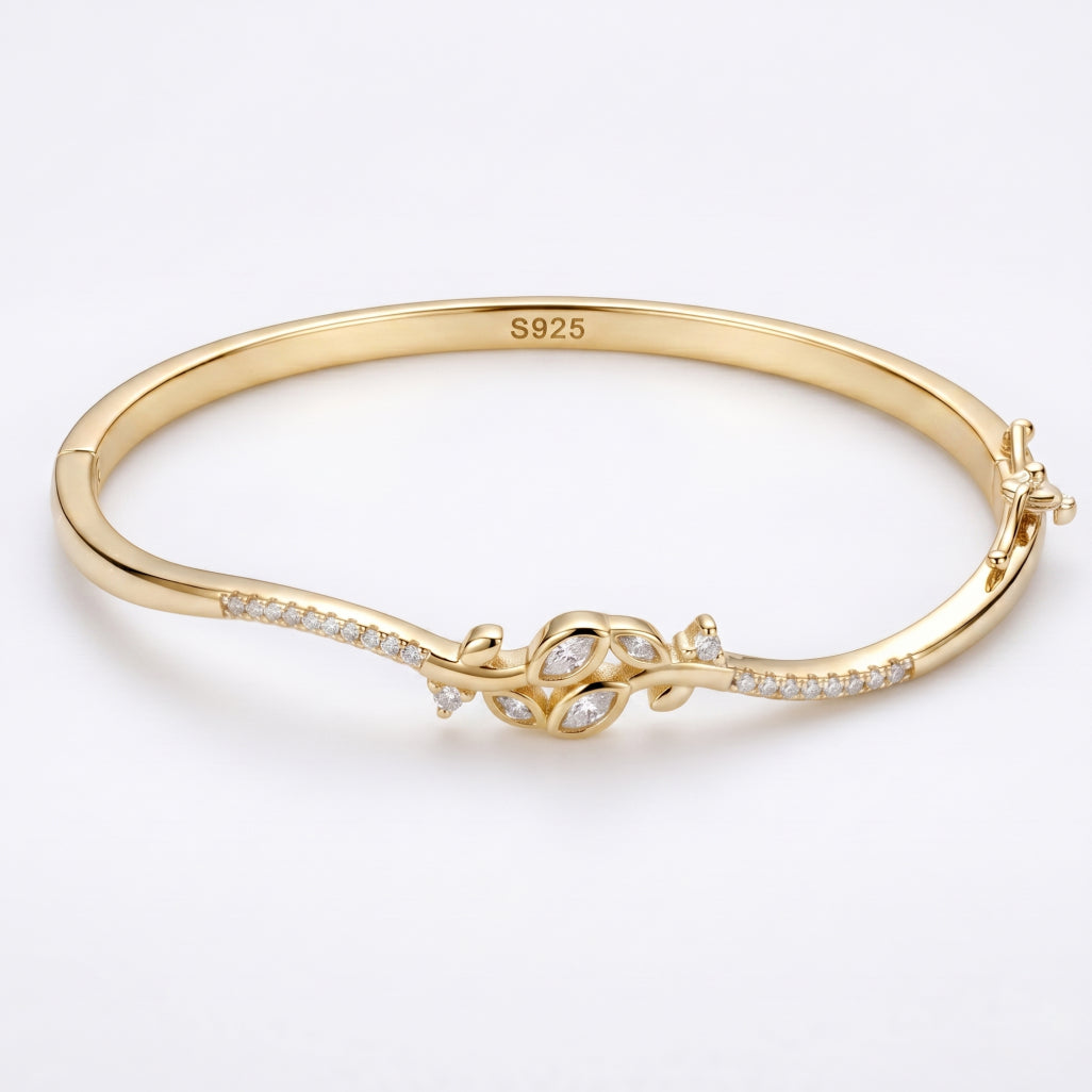 Marquise Flower Knot Pave Bangle Bracelet