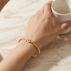 Marquise Flower Knot Pave Bangle Bracelet